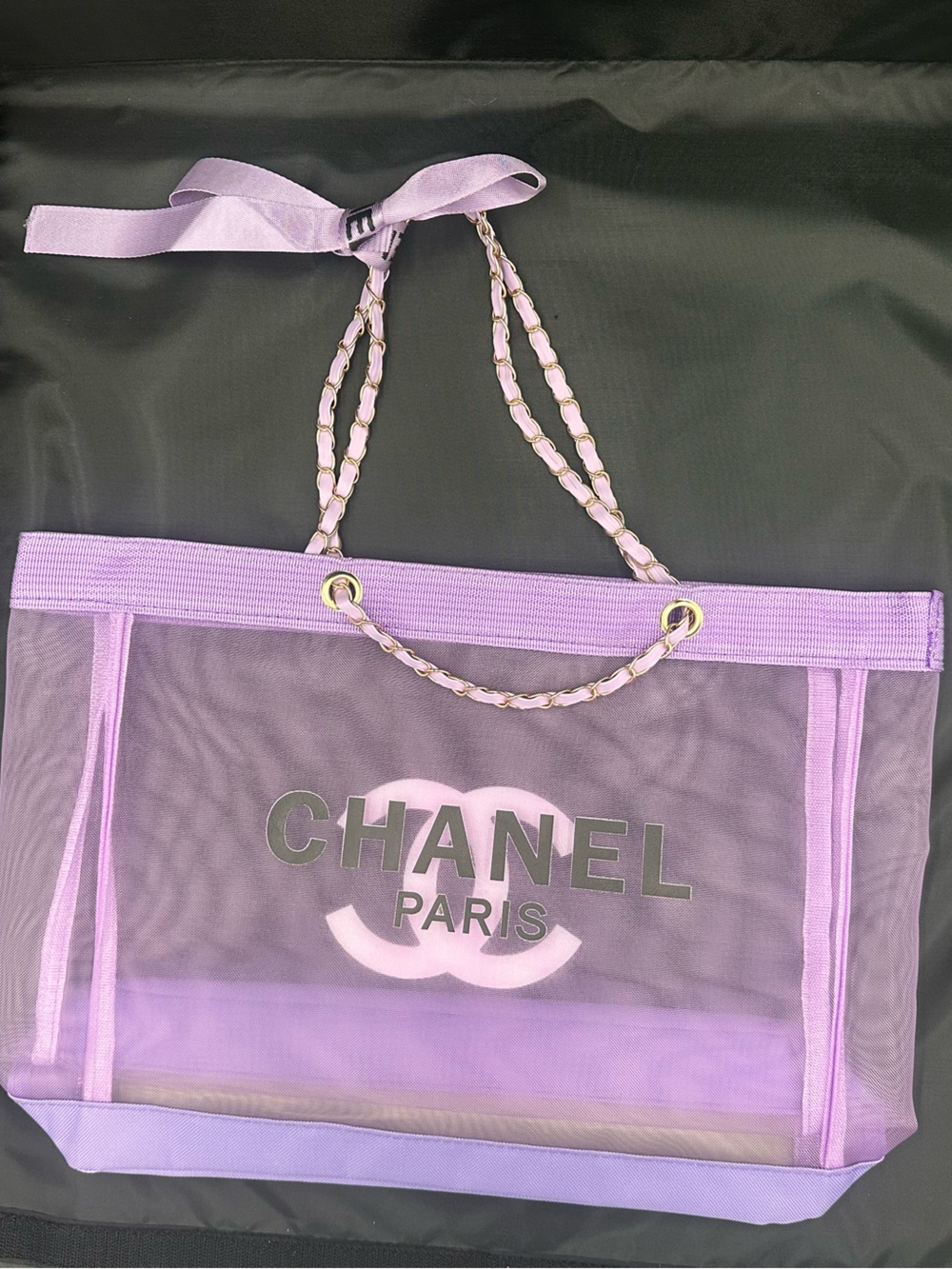 Lavender Mesh Tote Bag - Iconic Paris Logo